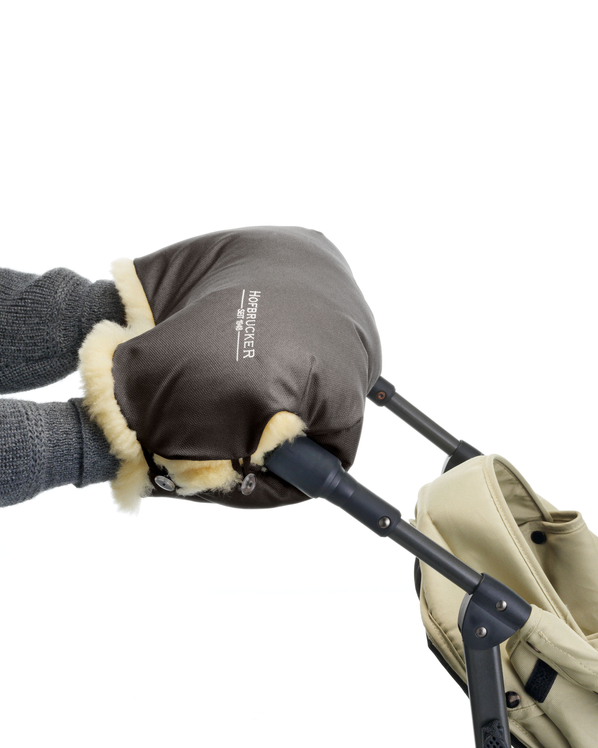 Lammfell Handwärmer für Kinderwagen