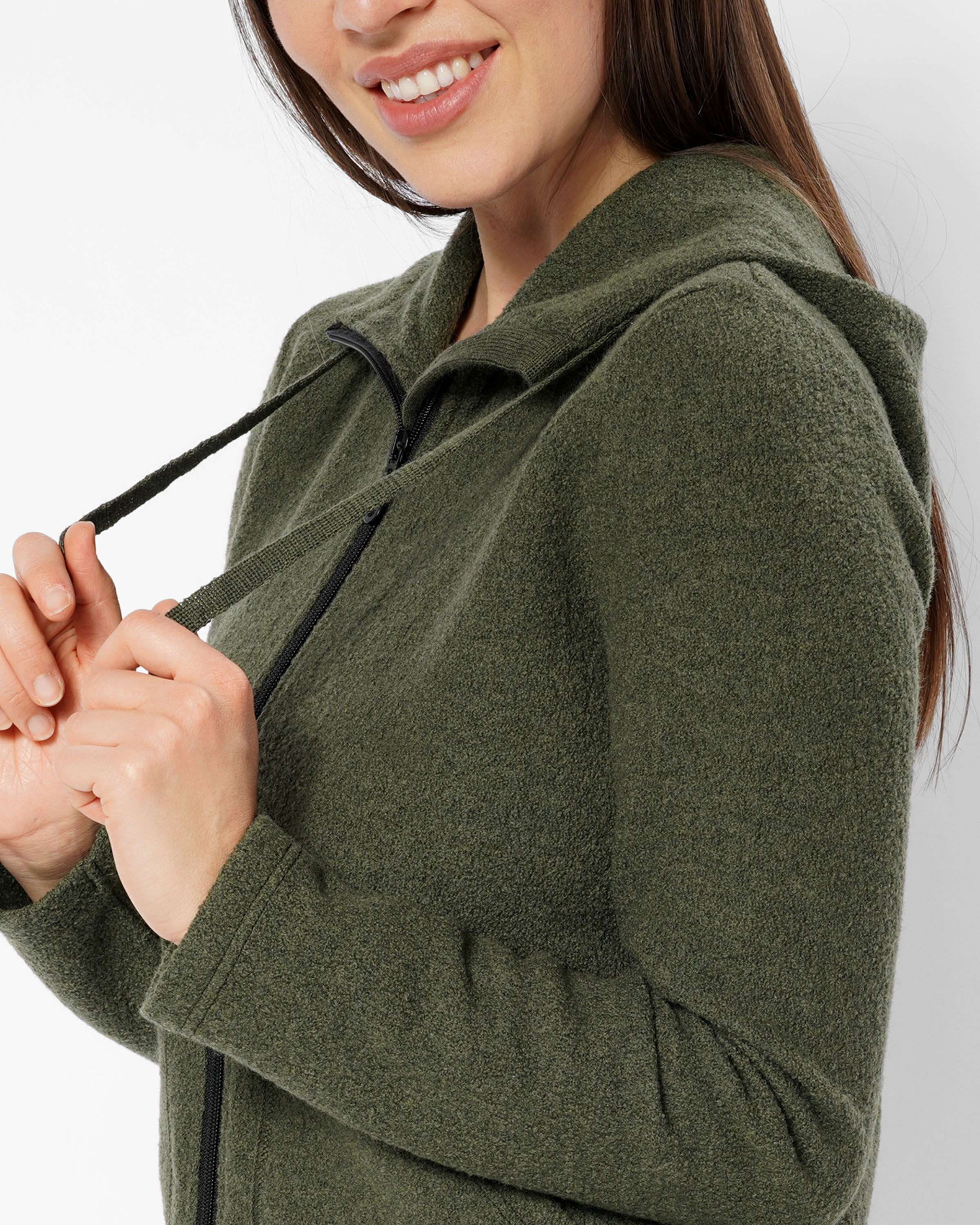 Wollkrepp Kapuzenjacke