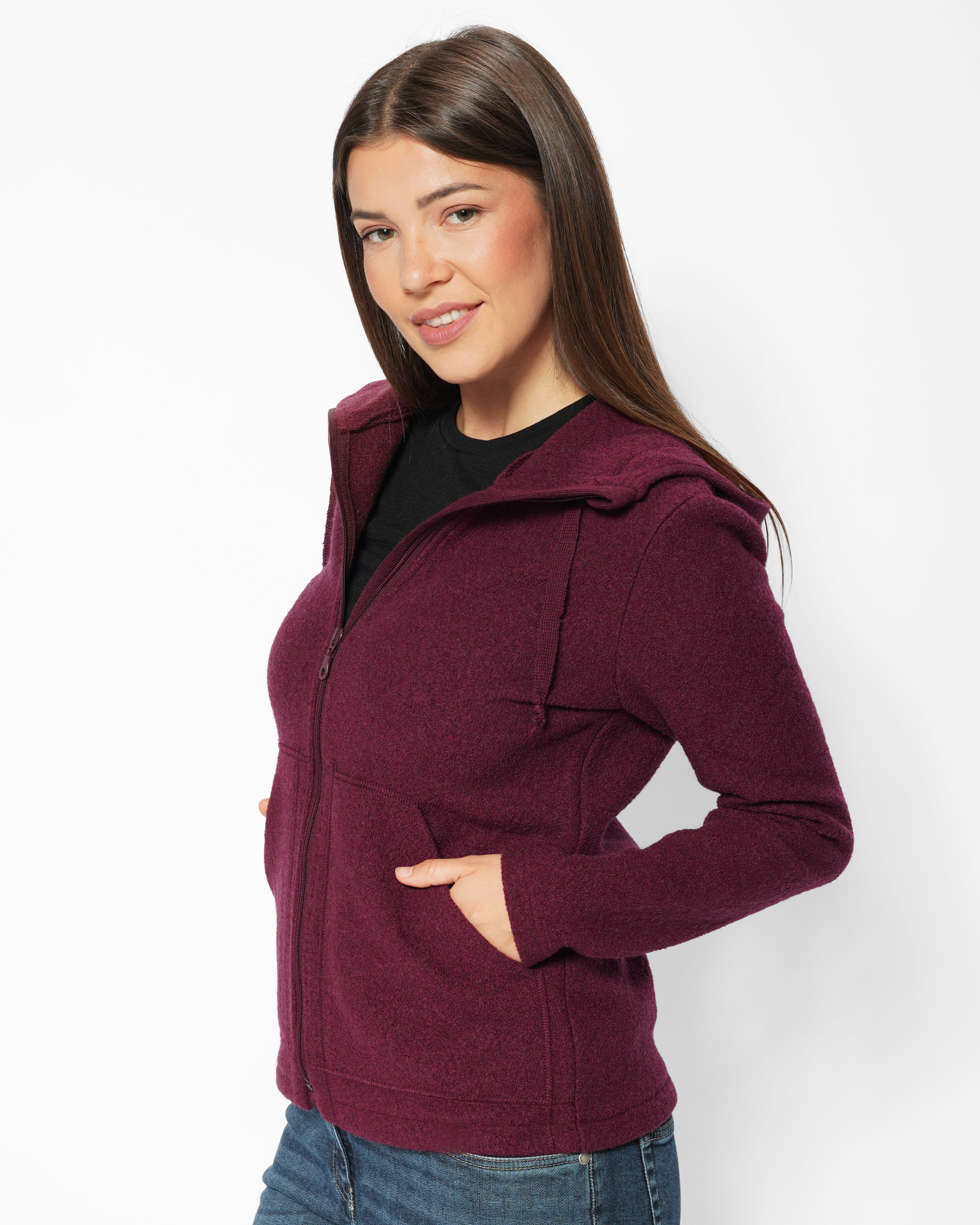 Wollkrepp Kapuzenjacke