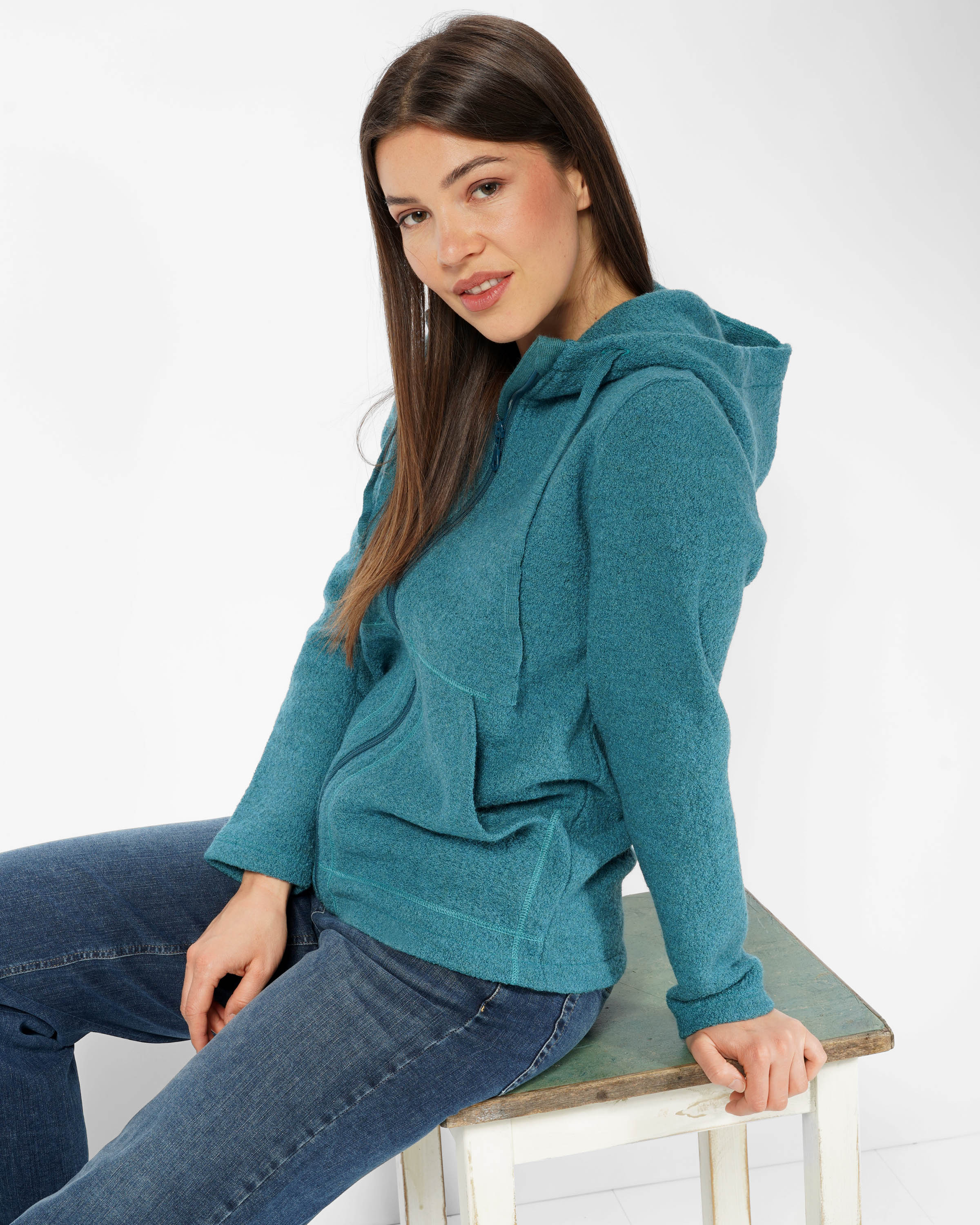 Wollkrepp Kapuzenjacke