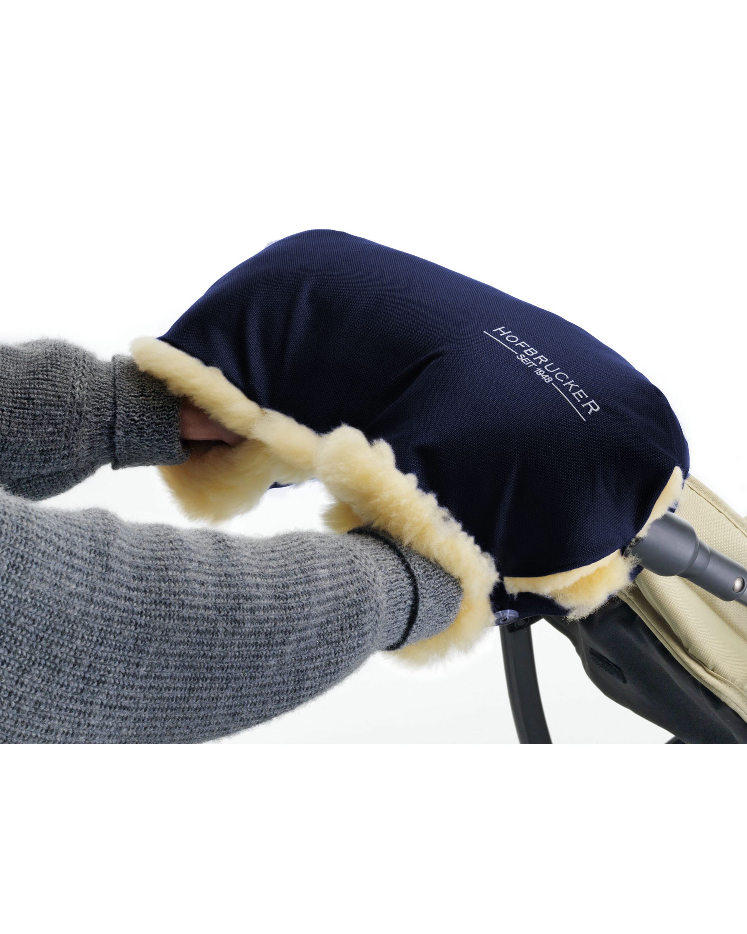 Lammfell Handwärmer für Kinderwagen