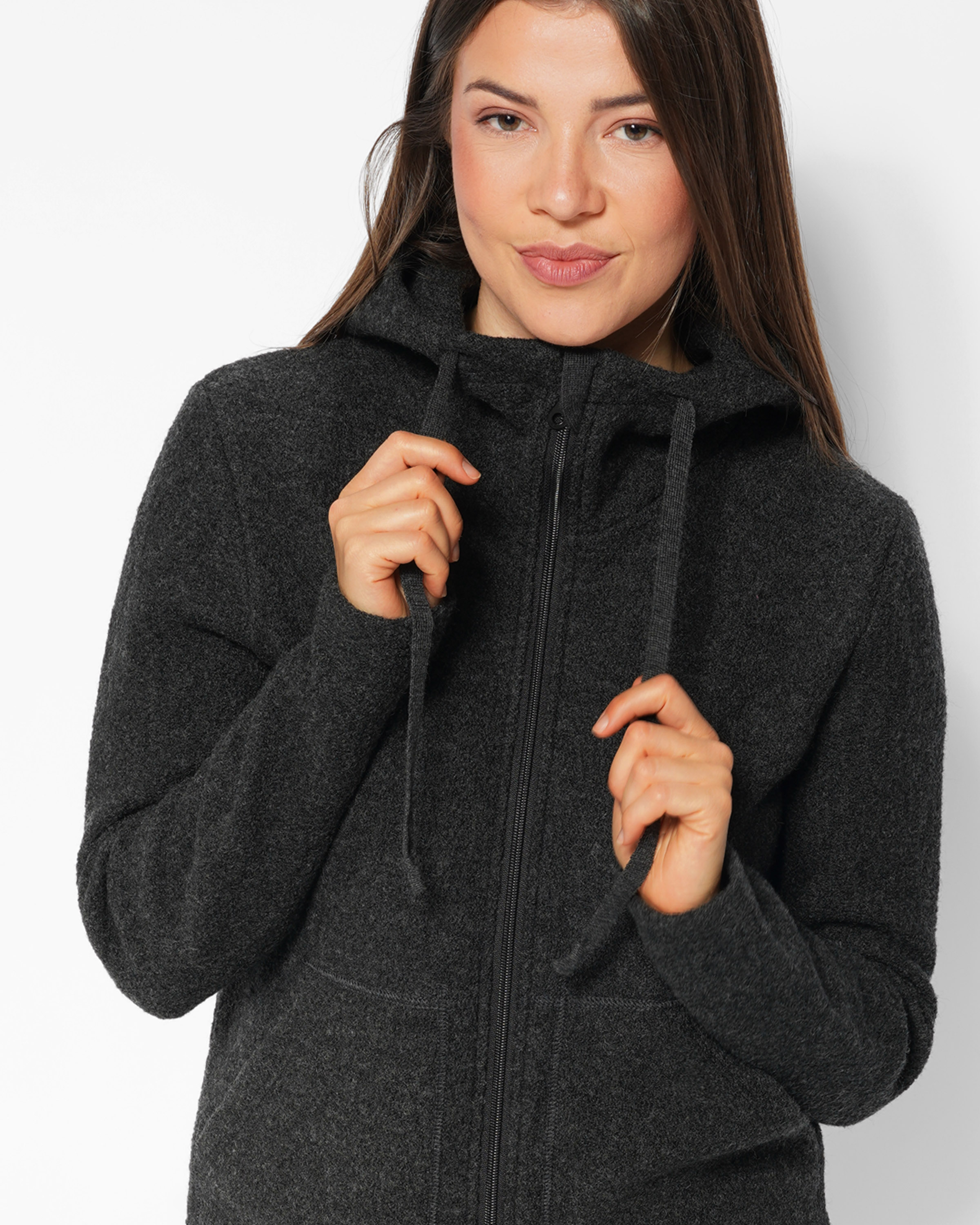 Wollkrepp Kapuzenjacke